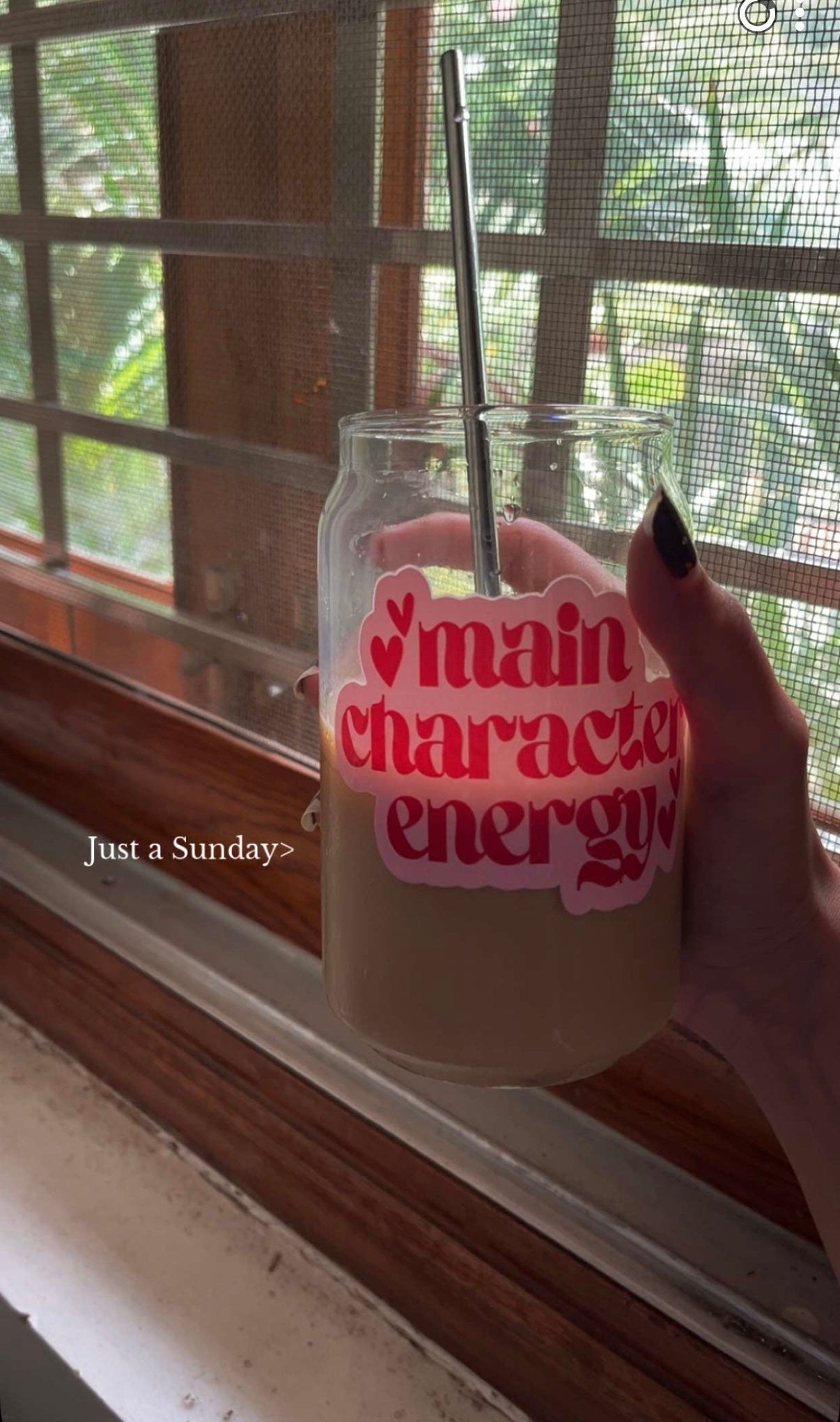 Glass Can Sipper with Lid and Glass Straw |540ml| Main Character Energy
