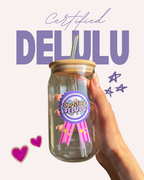 Glass Can Sipper with Lid and Glass Straw |540ml| Certified Delulu