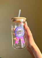 Glass Can Sipper with Lid and Glass Straw |540ml| Certified Delulu