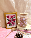 Glass Can Sipper with Lid and Glass Straw |540ml| Coquette Florals and Bows