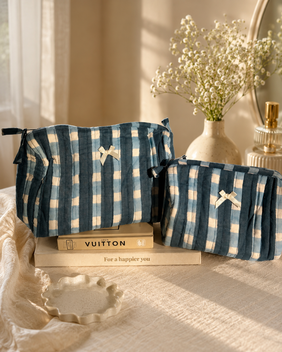 The Quilted Vanity Pouch Set (Set of 2)