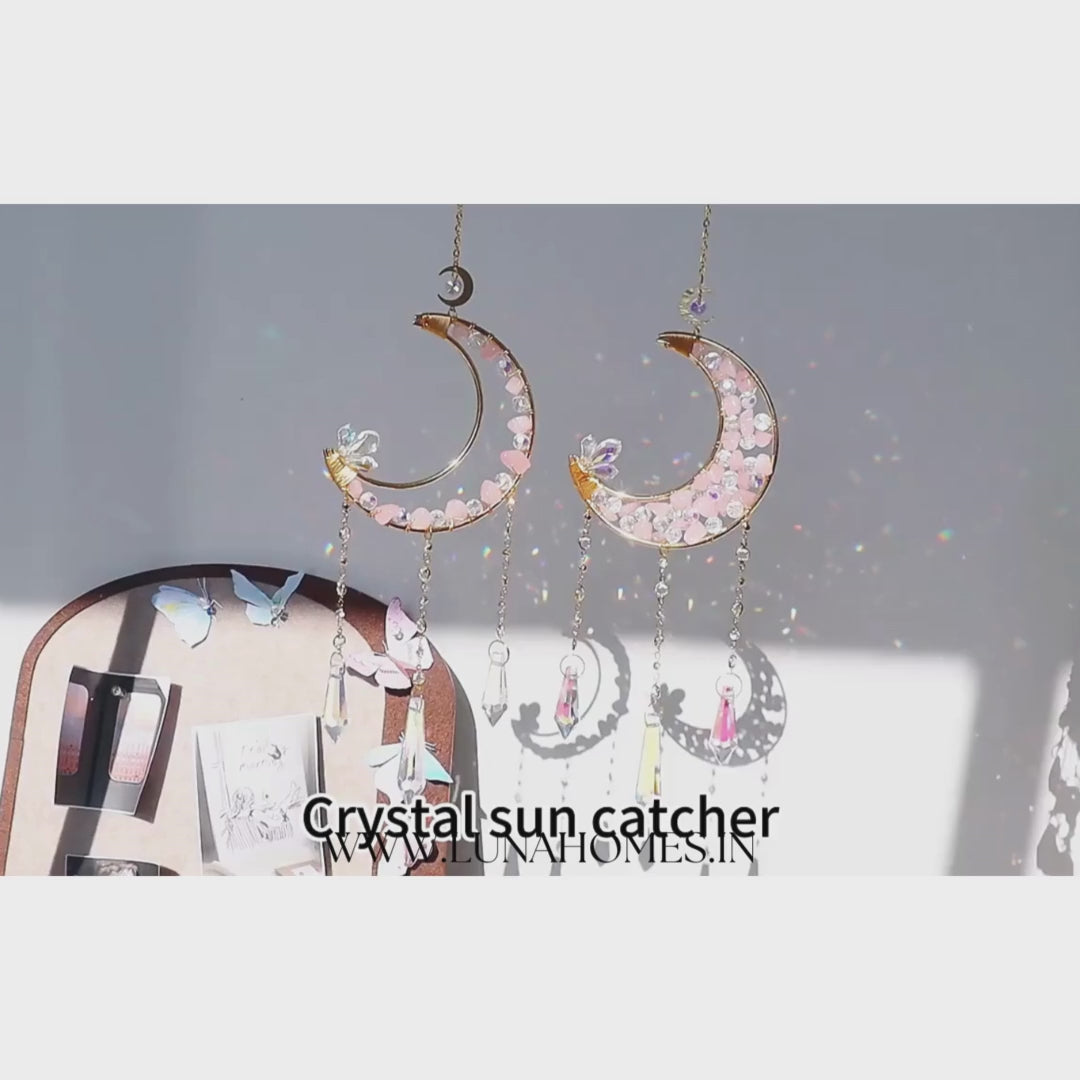 Aurora Half Moon- Natural Gemstone Handcrafted SunCatchers | Suncharms